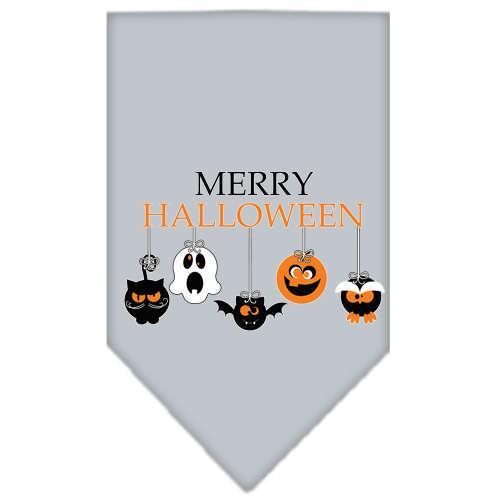 Merry Halloween Screen Print Bandana Grey Small